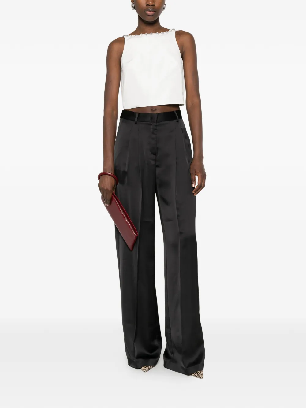 Maje Cropped top verfraaid met kristallen Wit
