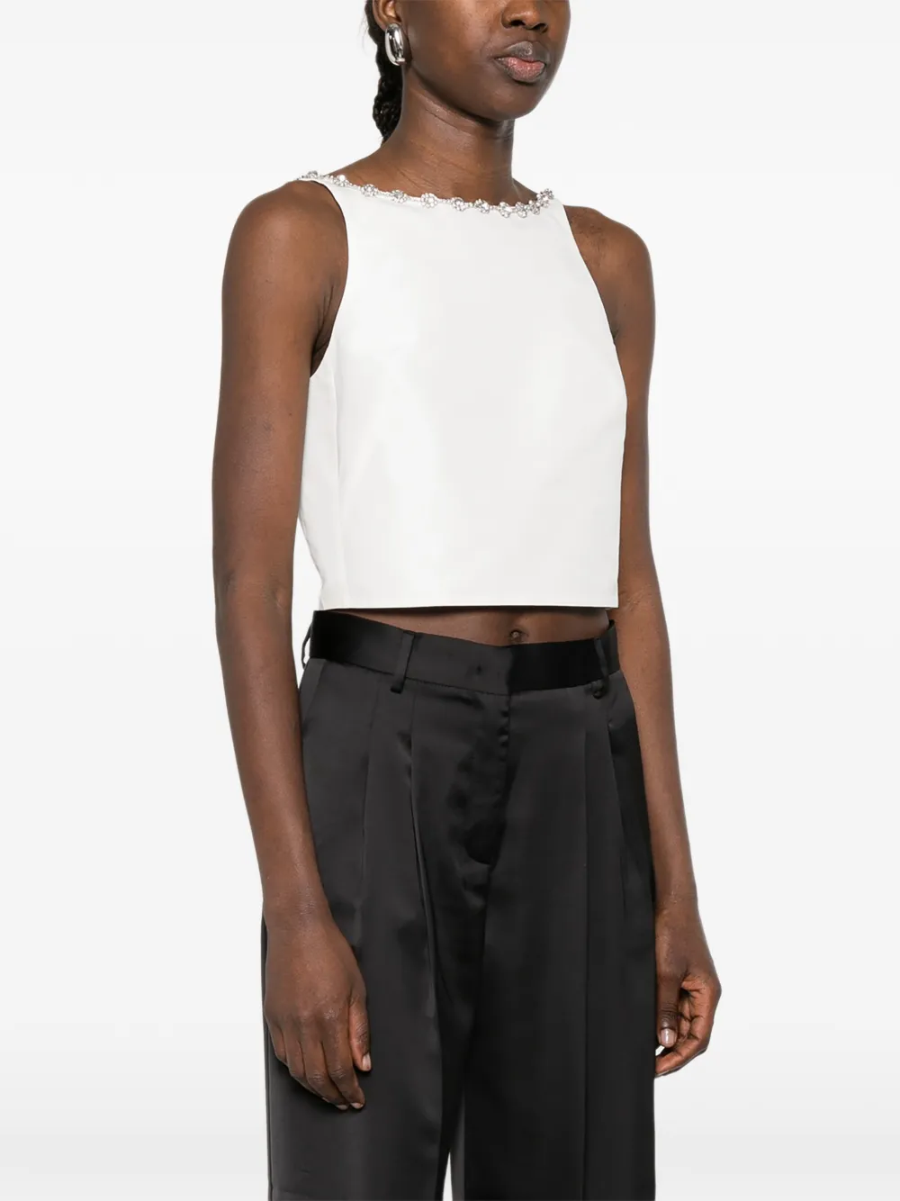Maje Cropped top verfraaid met kristallen Wit