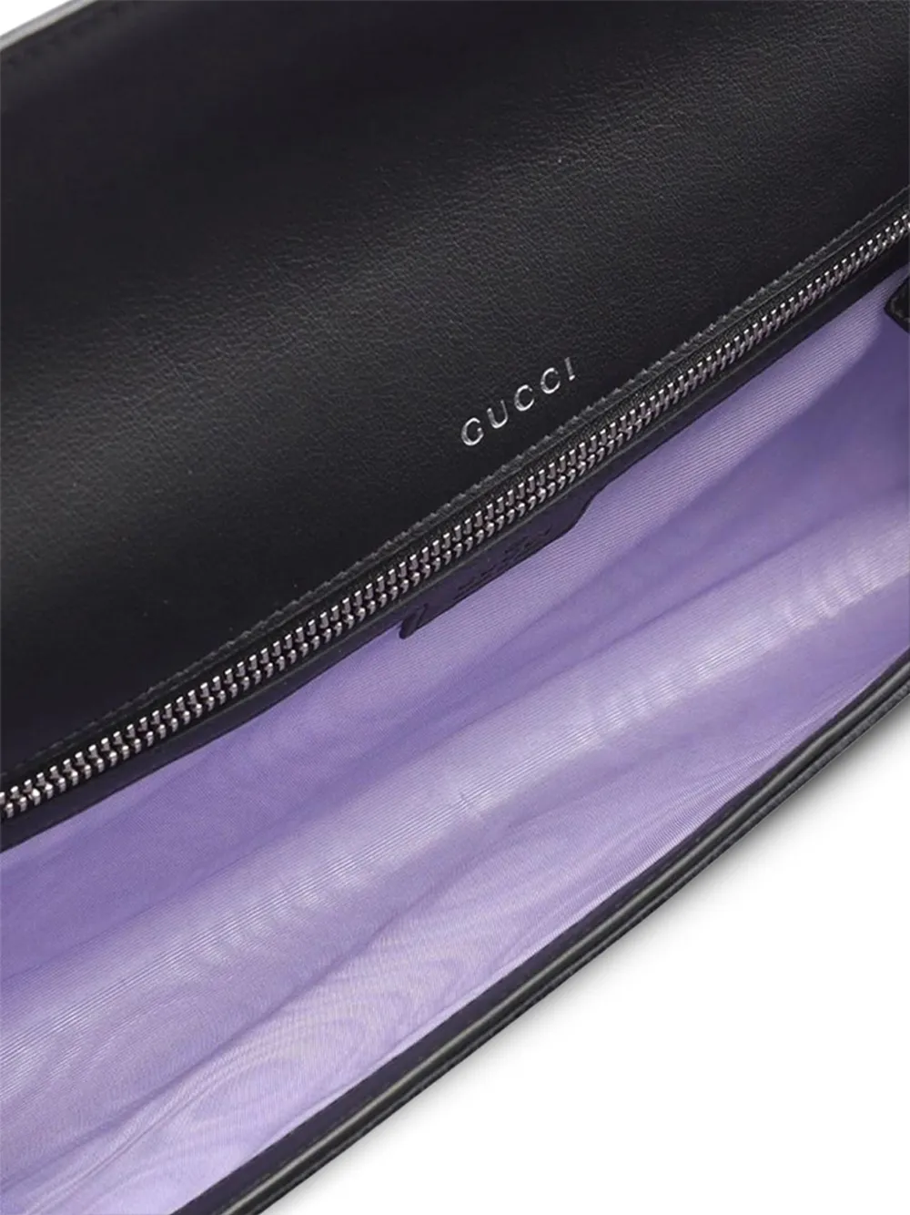 GUCCI Pre-owned 2016-2025 Dionysus Crystal Ribbed Satin Clutch Bag In Black