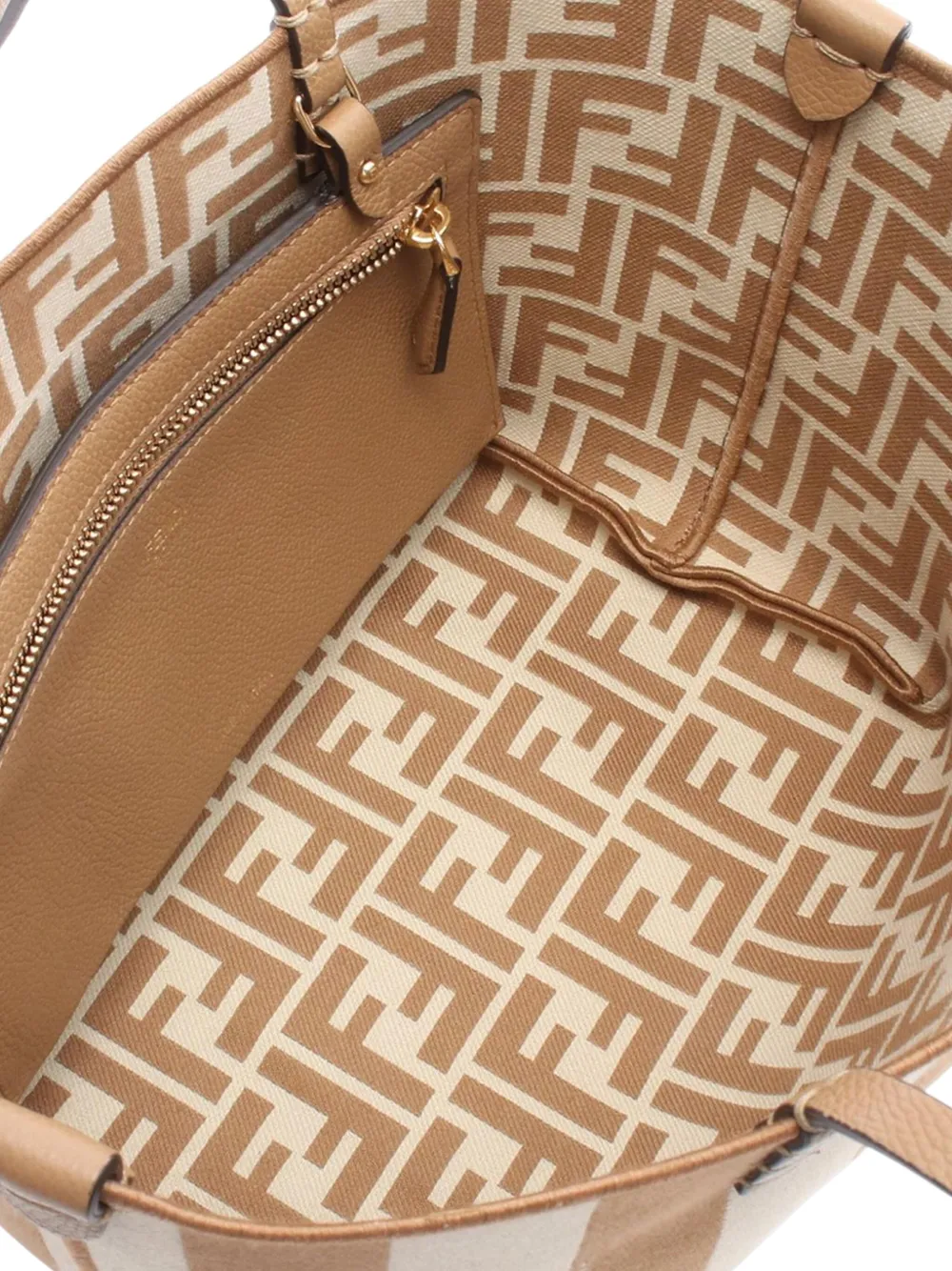 FENDI Pre-owned 2010-2025 Small Canvas Roll Tote Bag In Brown