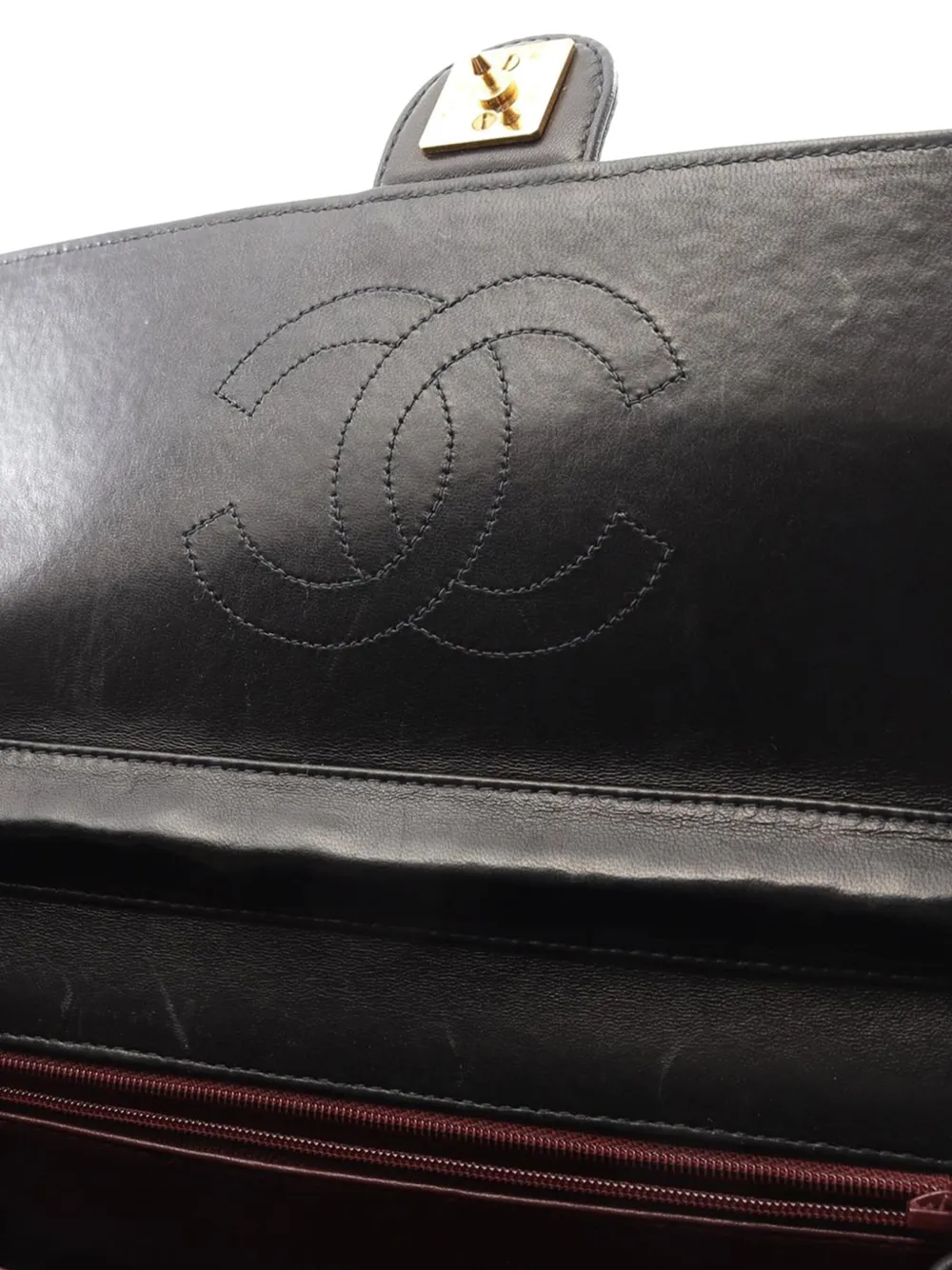 Pre-owned Chanel 2000-2002 Cc Quilted Lambskin Single Flap Crossbody Bag In Black