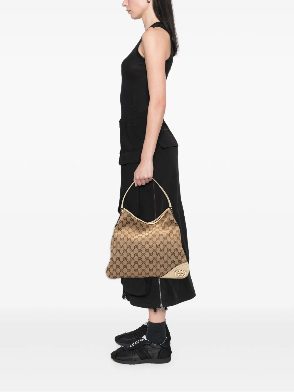 GUCCI Pre-owned 2000-2015 Gg Canvas New Britt Hobo Bag In Brown