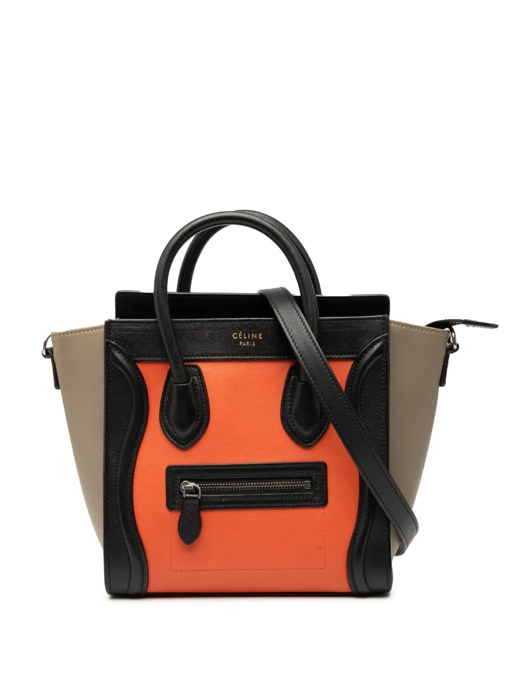 Celine Pre-Owned 2014 Nano Tricolor Leather Luggage Tote satchel - Celine Pre-Owned 2014 Nano Tricolor Leather Luggage Tote satchel -