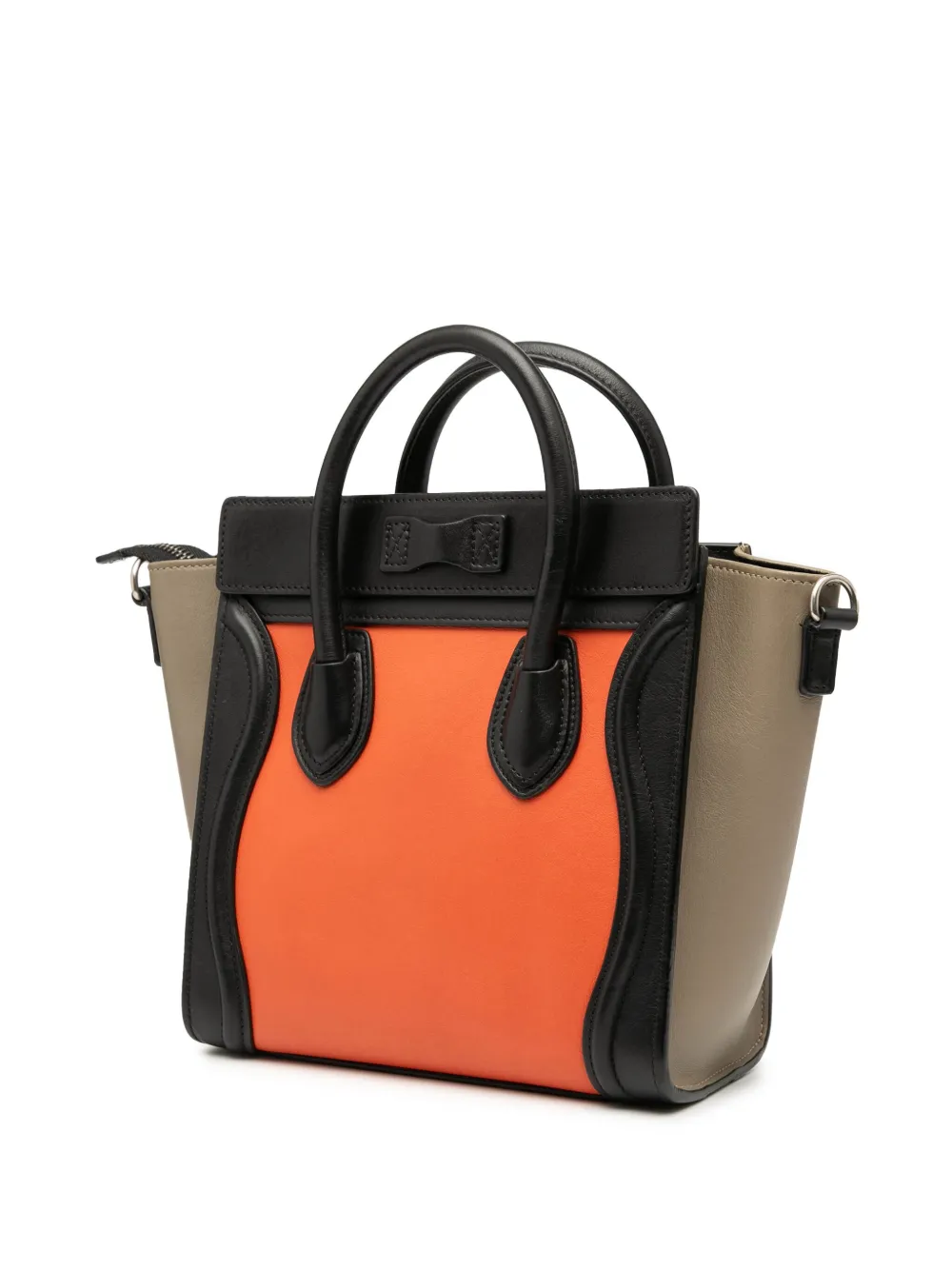 Pre-owned Celine 2014 Nano Tricolor Leather Luggage Tote Satchel In Multi