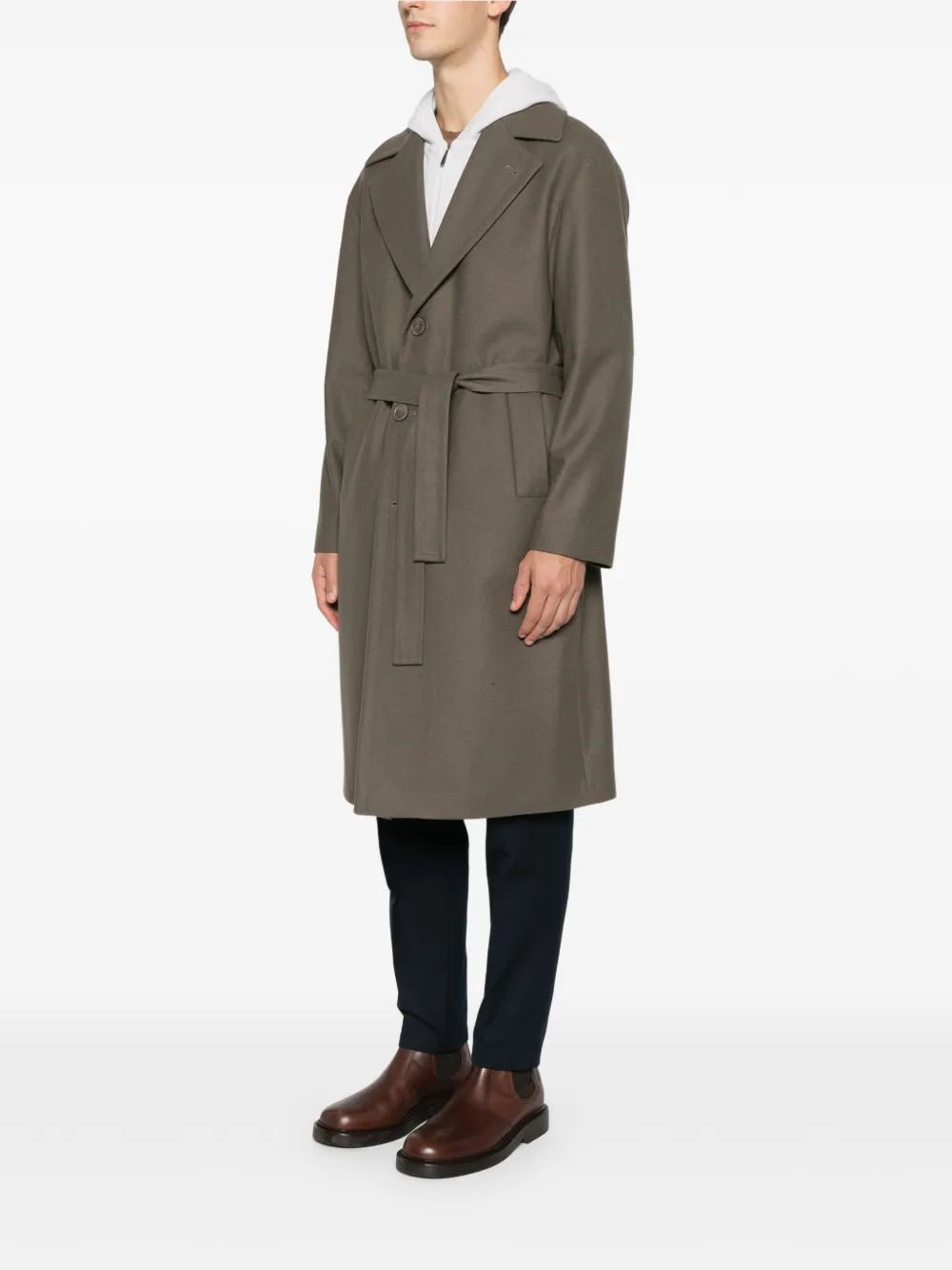 Hevo Ostuni Belted Coat In Gray
