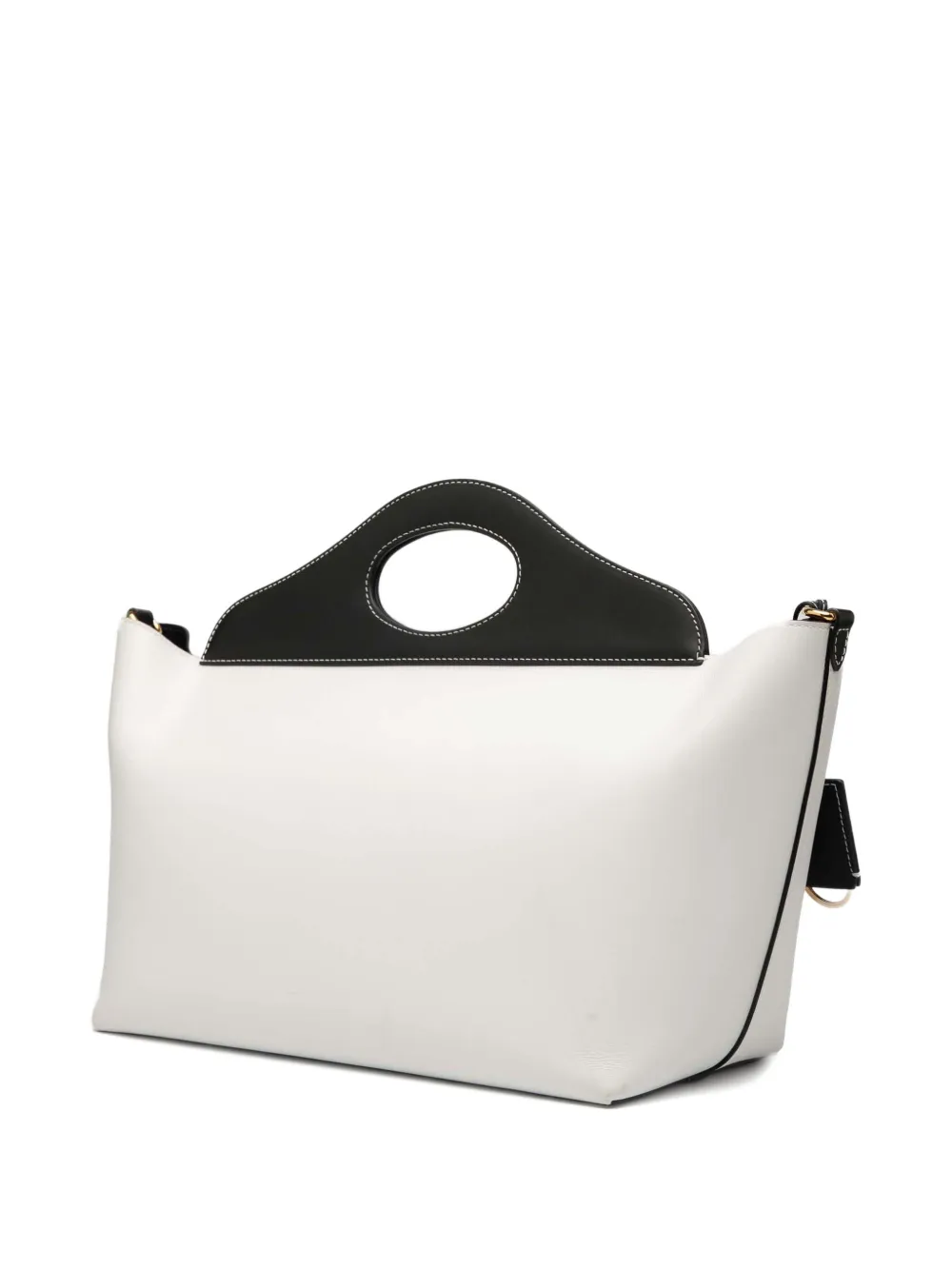 BURBERRY Pre-owned 2018-2025 Medium Bicolor Leather Soft Pocket Satchel In Black