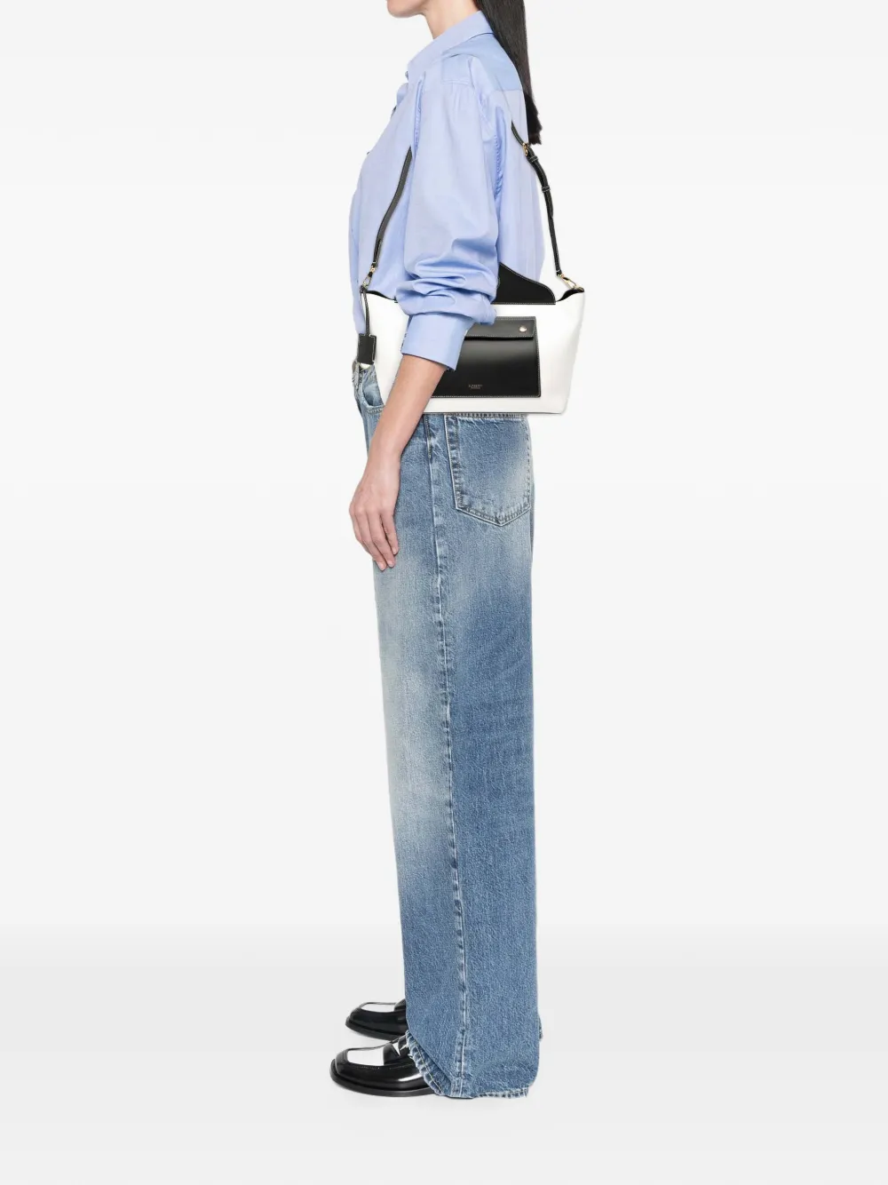 BURBERRY Pre-owned 2018-2025 Medium Bicolor Leather Soft Pocket Satchel In Black