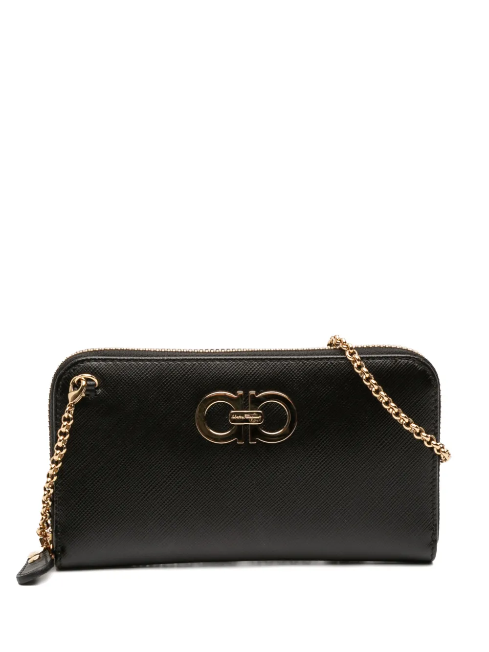 Ferragamo Pre-Owned 2010-2025 Double Gancini Umhängetasche aus Leder mit Kettenriemen | Schwarz | Image 1