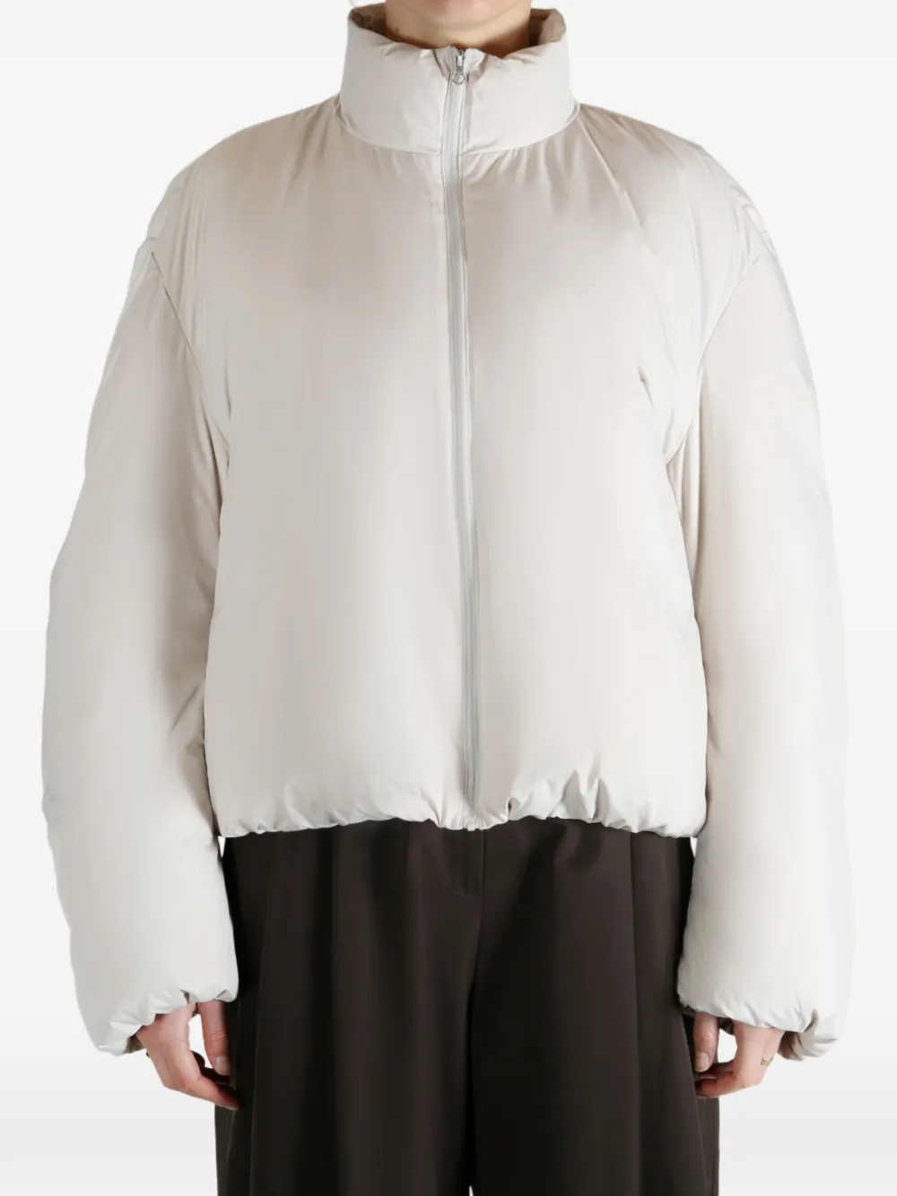 Amomento Zip-up Funnel-neck Jacket In White
