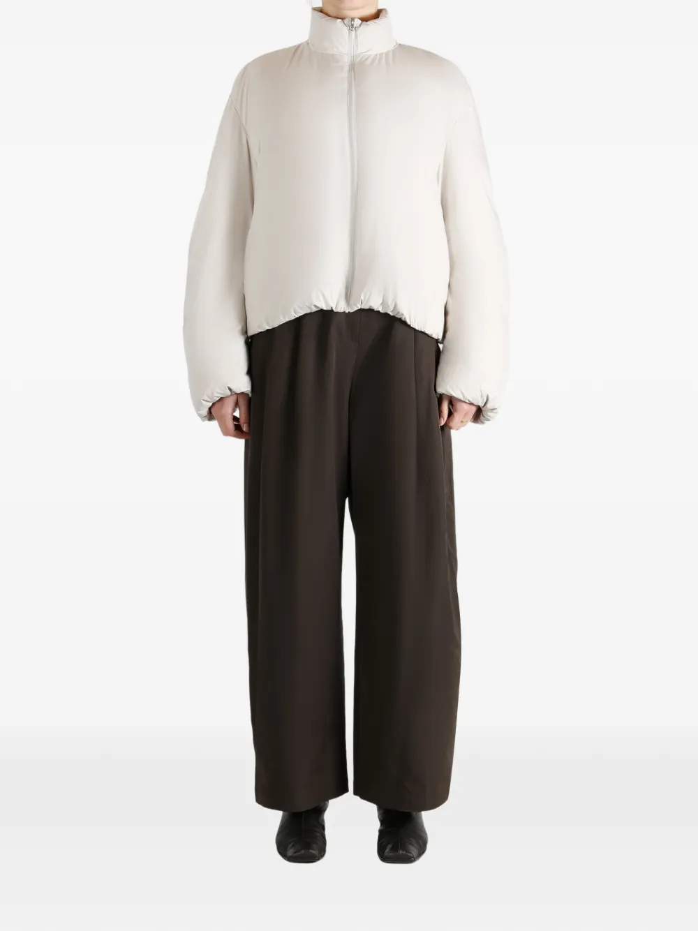 Amomento Zip-up Funnel-neck Jacket In White