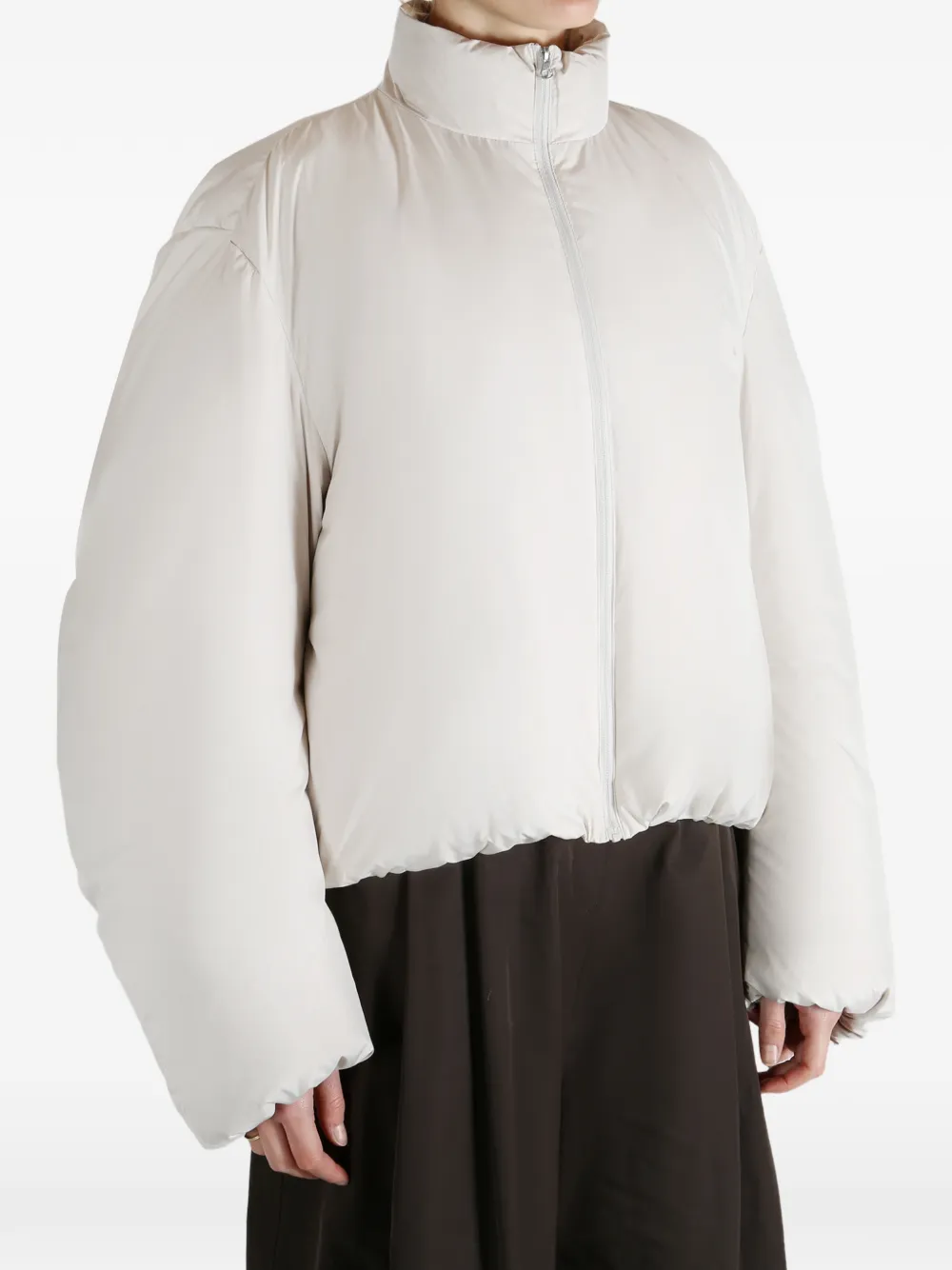 Amomento Zip-up Funnel-neck Jacket In White