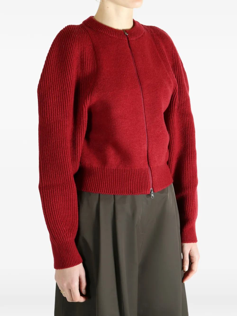 Amomento Zip-up Knitted Cardigan In Red