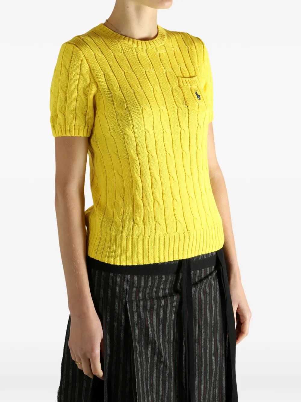 Polo Ralph Lauren Cable-knit Chest-pocket Top In Yellow