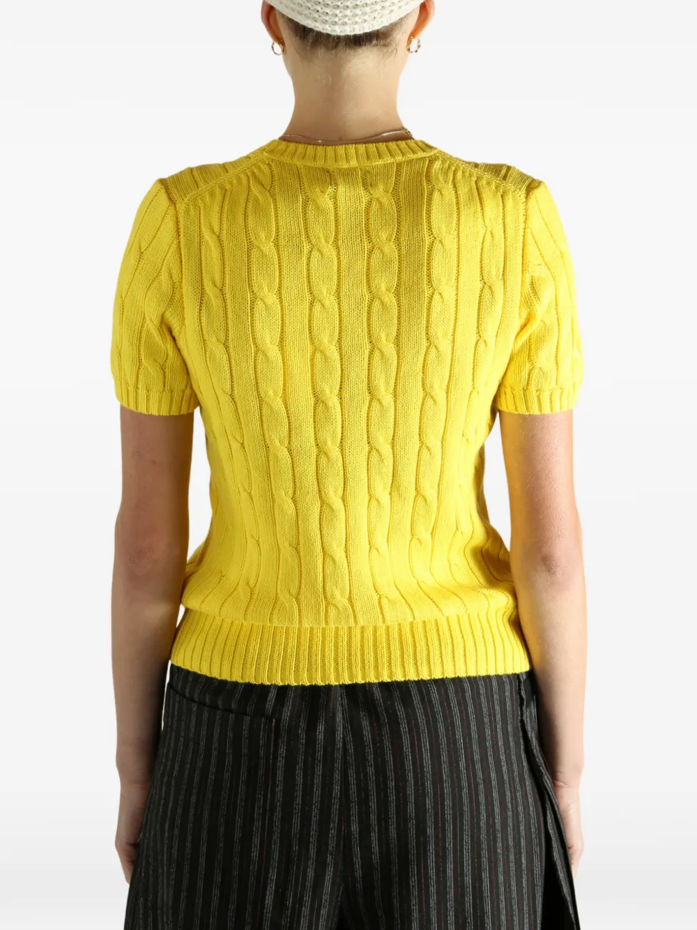 Polo Ralph Lauren Cable-knit Chest-pocket Top In Yellow