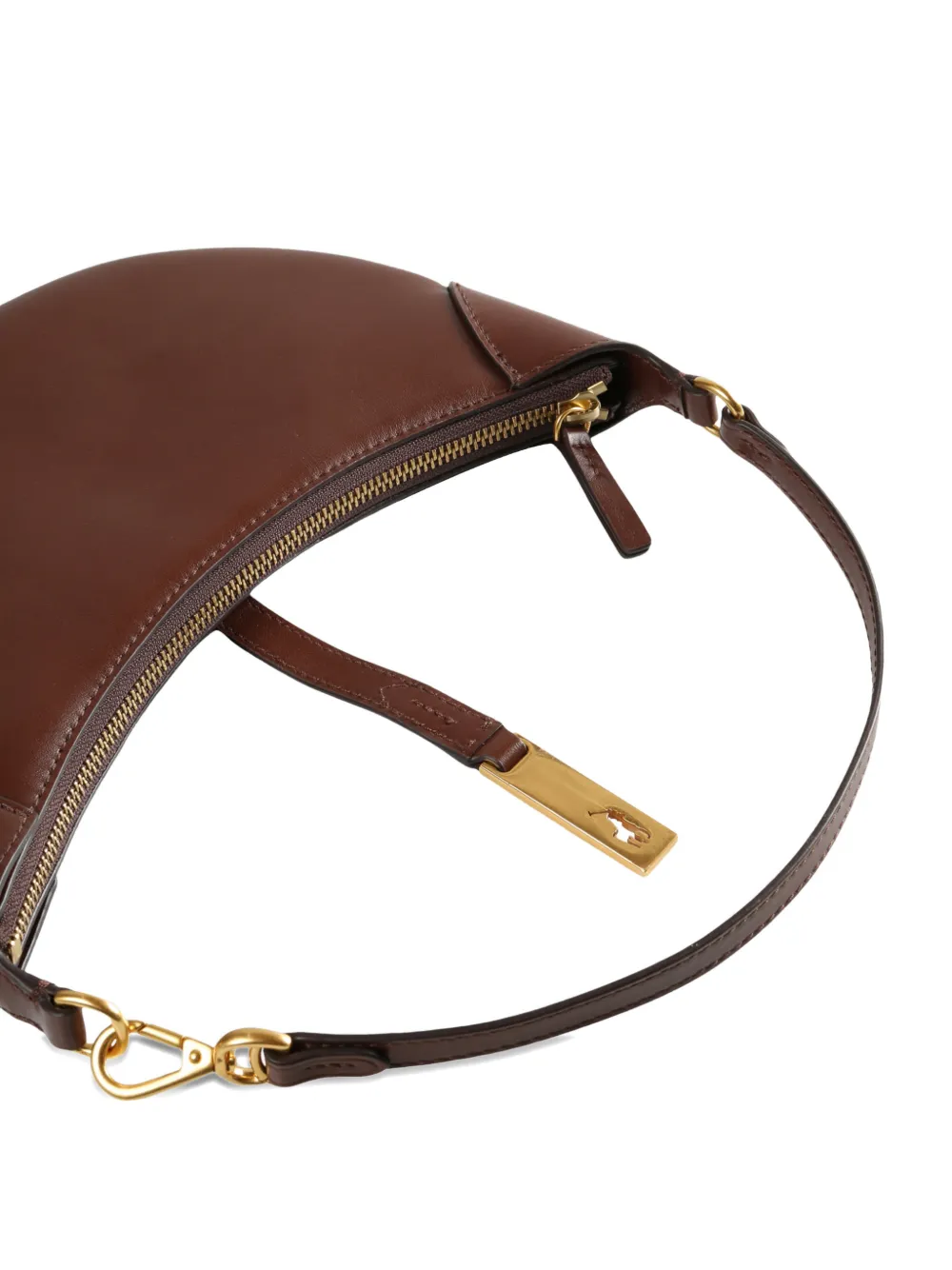 Polo Ralph Lauren Mini Polo Id Leather Shoulder Bag In Brown