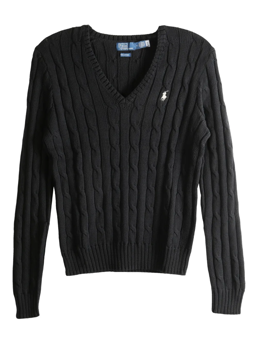 Polo Ralph Lauren Cable-knit V-neck Sweater In Black