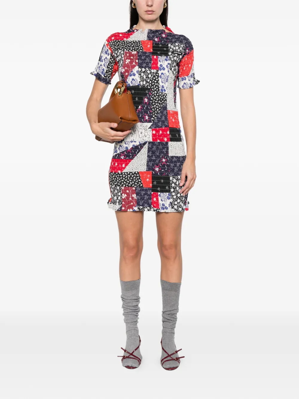 Miu Miu patchwork mini dress - Blauw