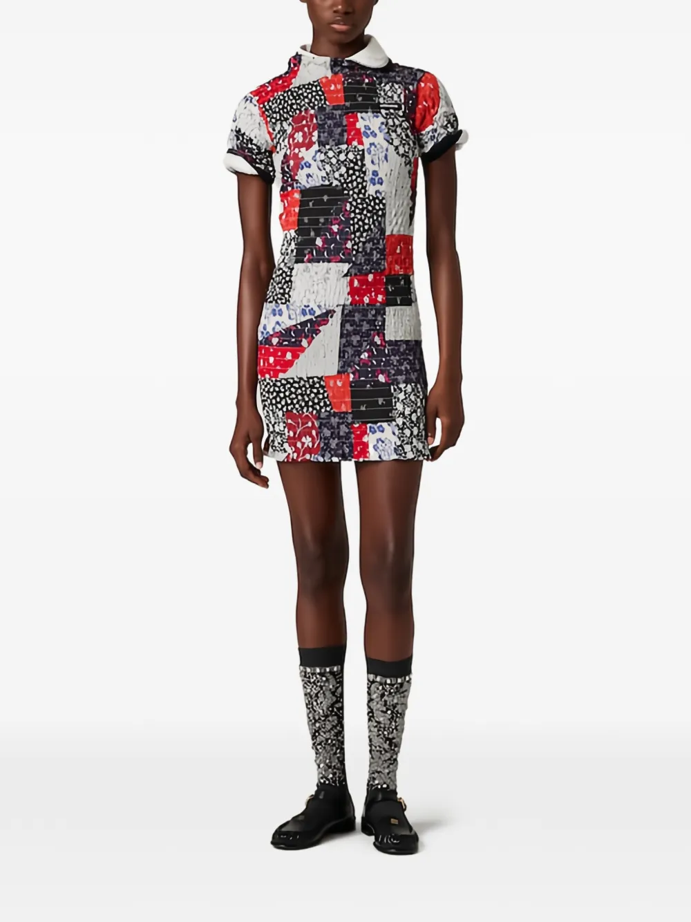 Miu Miu patchwork mini dress - Blu