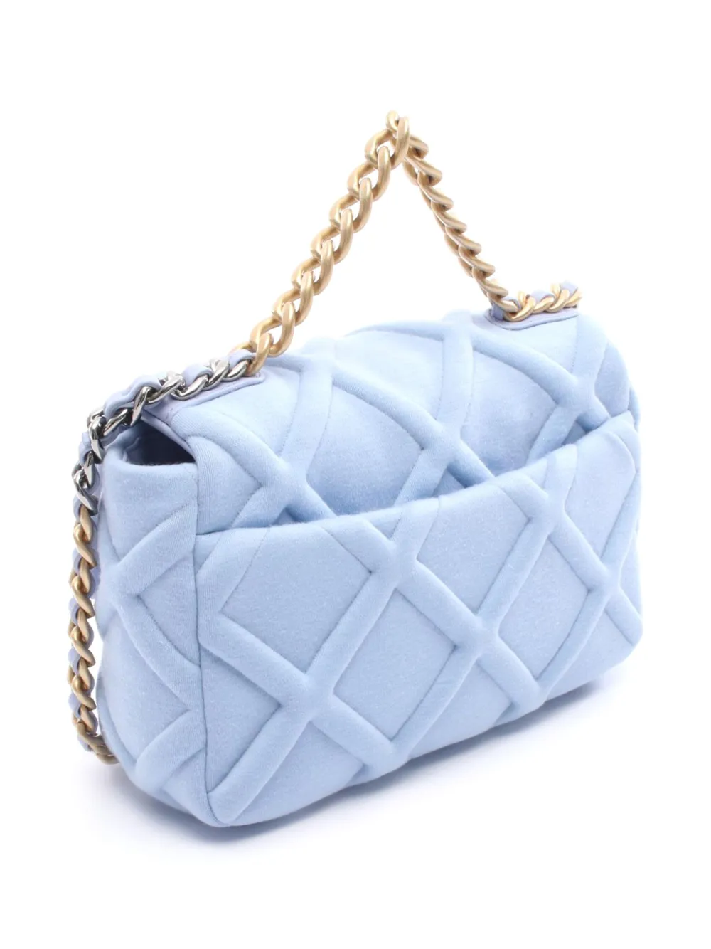 Pre-owned Chanel 2019 Medium Jersey 19 Flap Satchel In Blue