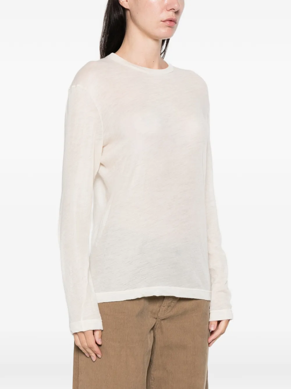 The Row Amia Long-sleeve Top In Neutral