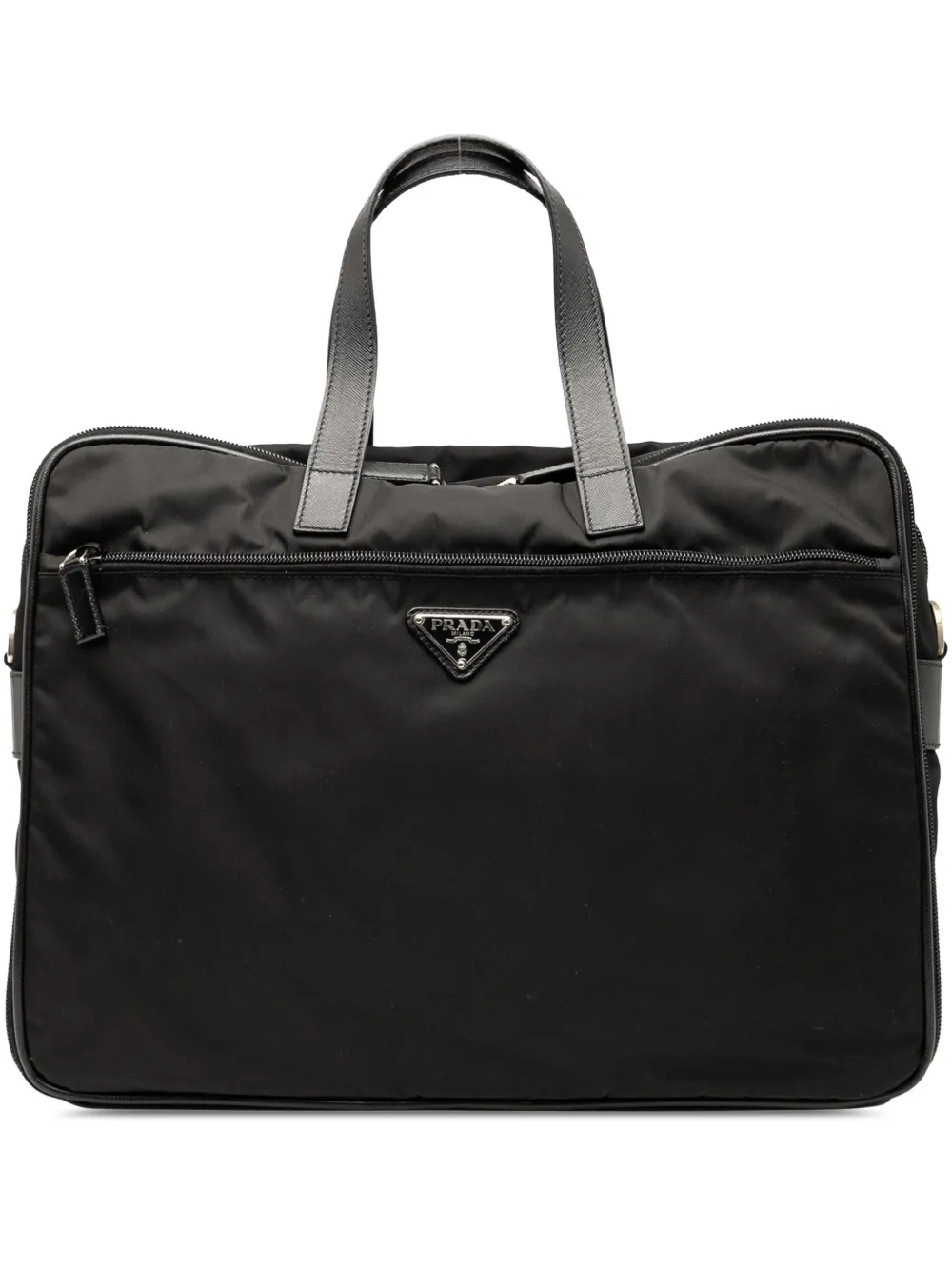 Prada Pre-Owned 2013-2025 Saffiano Trimmed Tessuto business bag | Black | Image 1