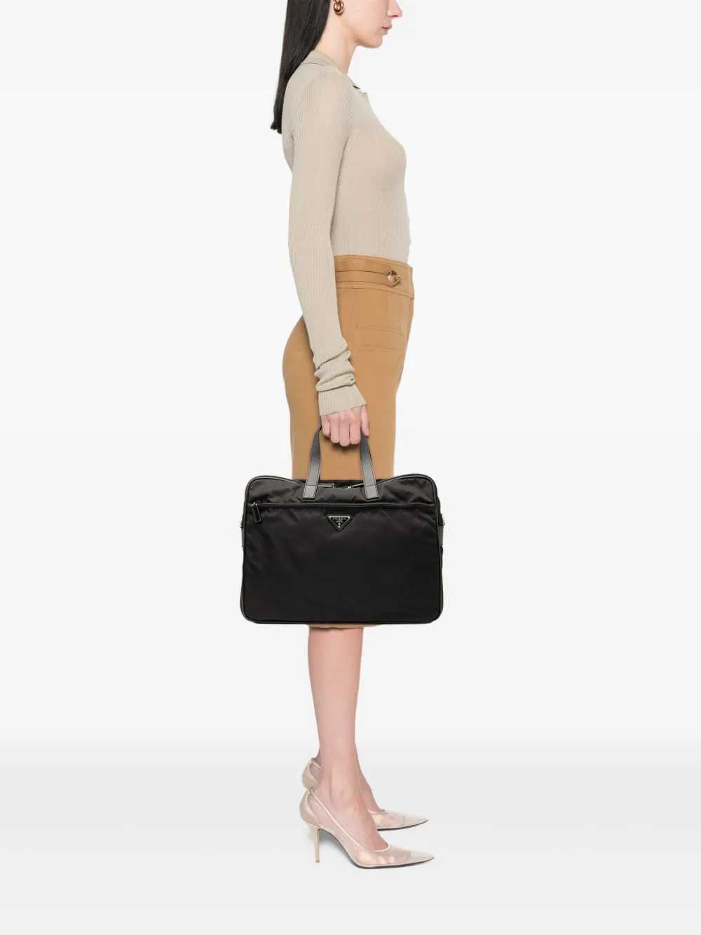 Prada Pre-Owned 2013-2025 Saffiano Trimmed Tessuto business bag | Pre-Owned | Image 2