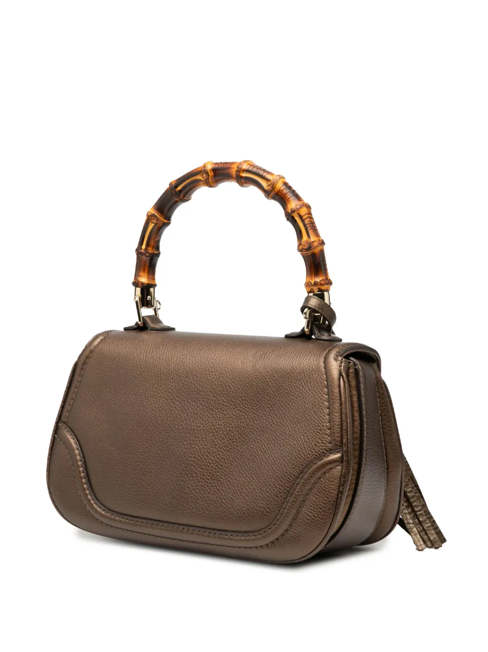 Pre-owned Gucci 2000-2015 Medium Leather New Bamboo Satchel In Brown