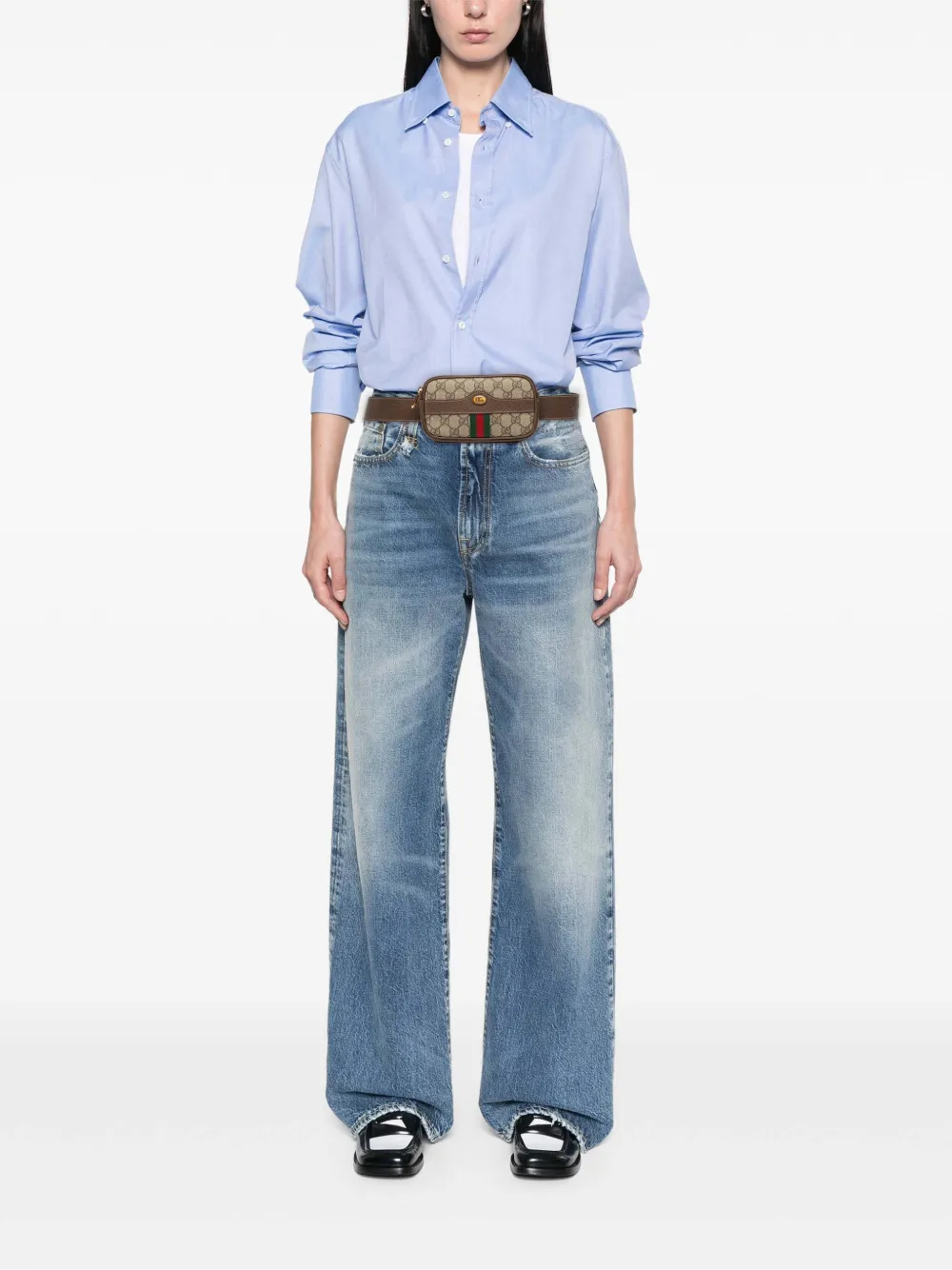 Pre-owned Gucci 2016-2025 Small Gg Supreme Web Ophidia Belt Bag In Brown