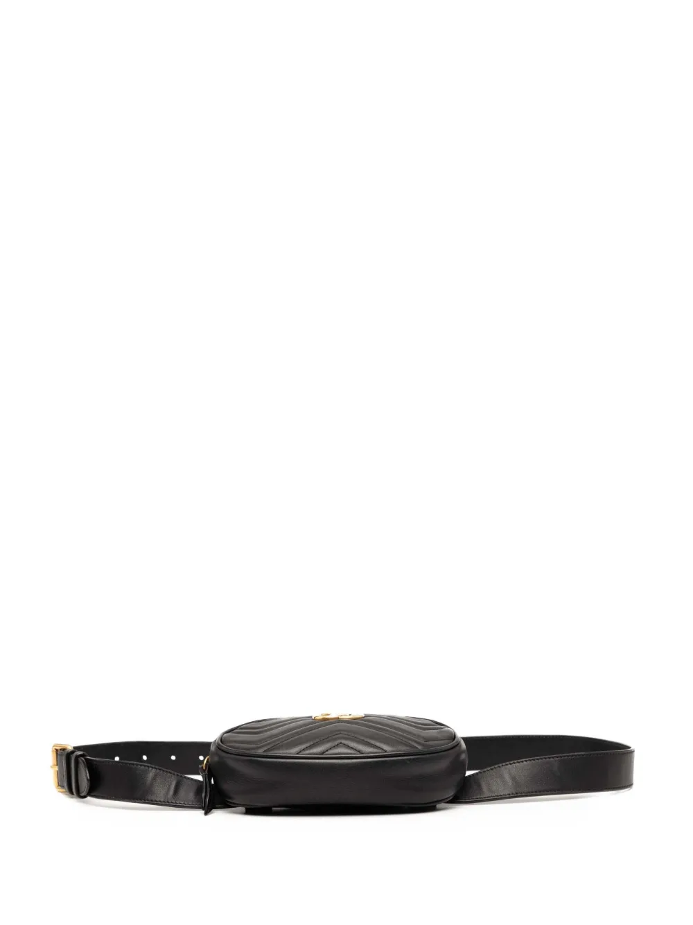 Pre-owned Gucci 2016-2025 Gg Marmont Matelasse Leather Belt Bag In Black