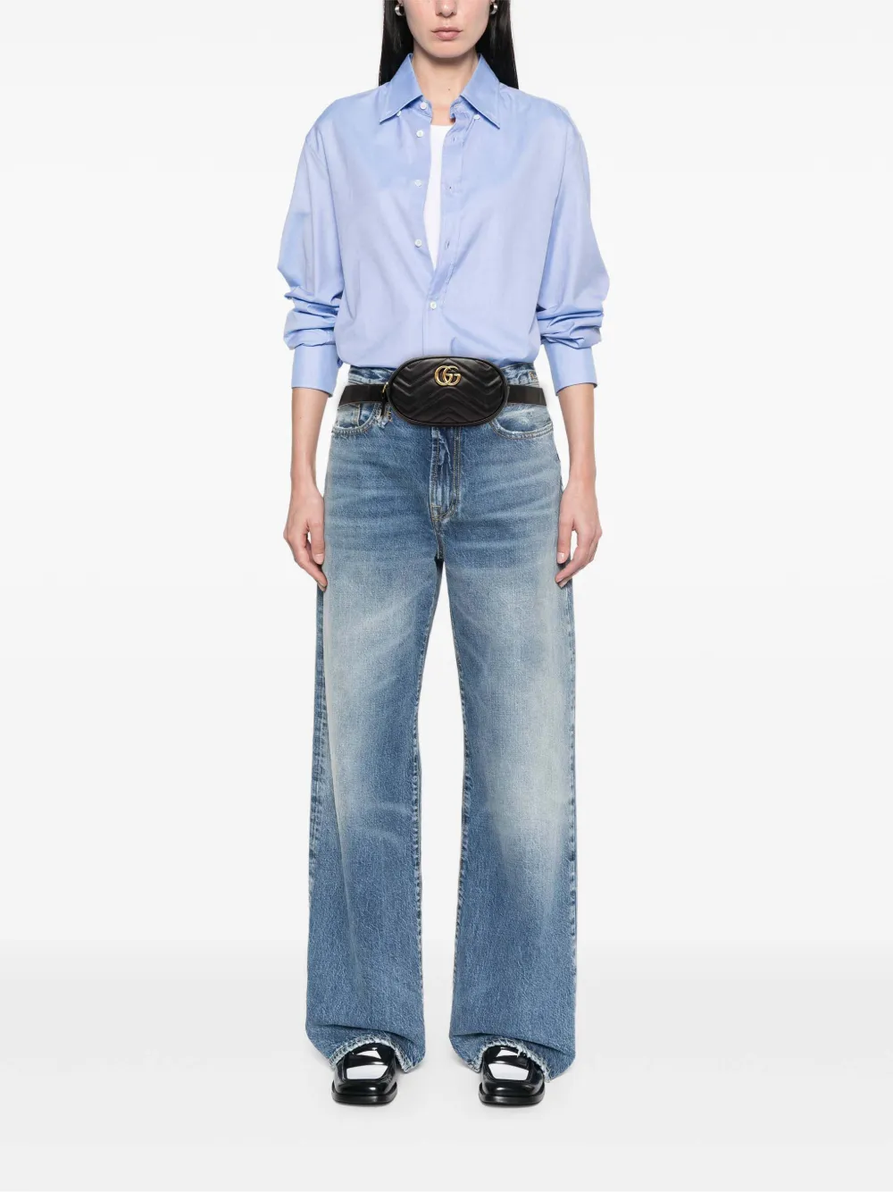 Pre-owned Gucci 2016-2025 Gg Marmont Matelasse Leather Belt Bag In Black