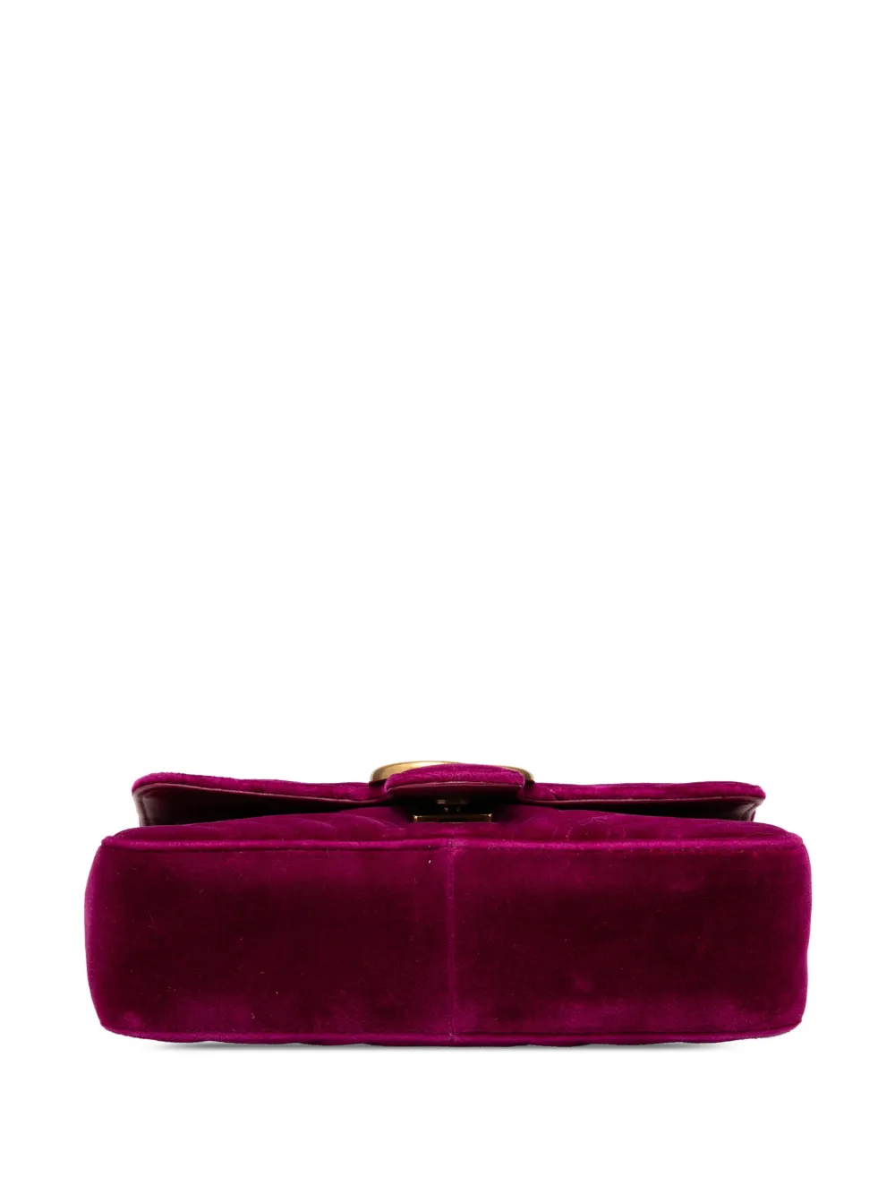 Pre-owned Gucci 2016-2025 Small Gg Marmont Matelasse Velvet Shoulder Bag In Purple