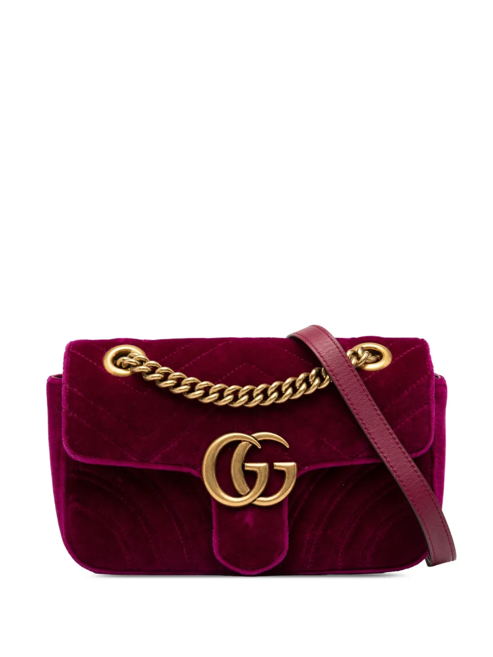 Gucci Pre-Owned 2016-2025 Small GG Marmont Matelasse Velvet shoulder Gucci Pre-Owned 2016-2025 Small GG Marmont Matelasse Velvet shoulder