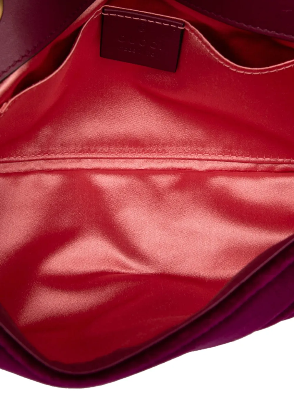 Pre-owned Gucci 2016-2025 Small Gg Marmont Matelasse Velvet Shoulder Bag In Purple