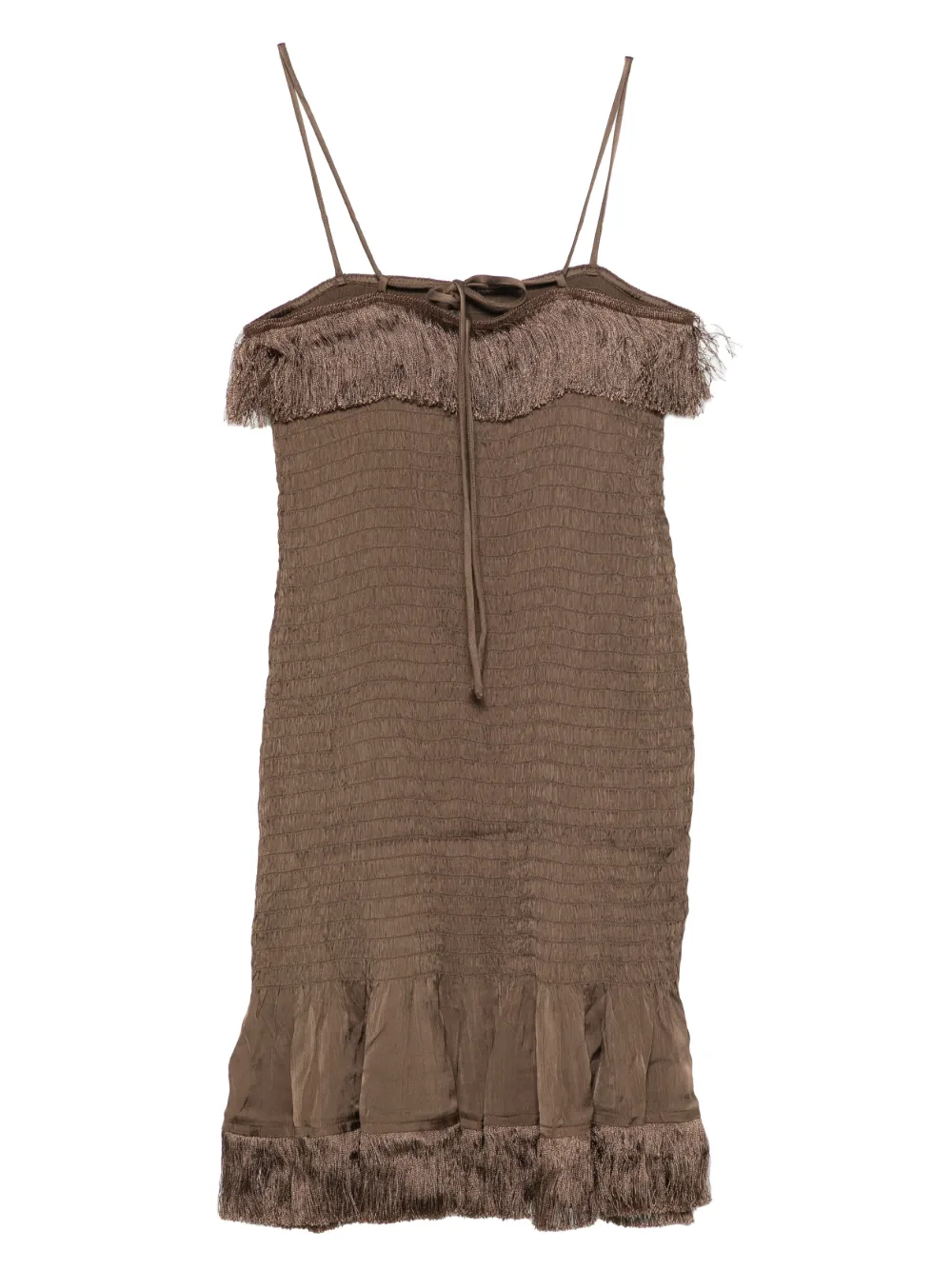 By Malene Birger Valia fringed mini dress - Bruin