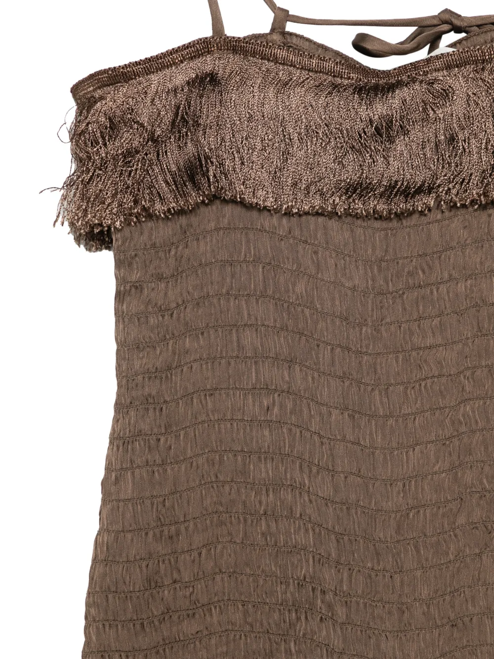  By Malene Birger Valia Fringed Mini Dress - Brown 