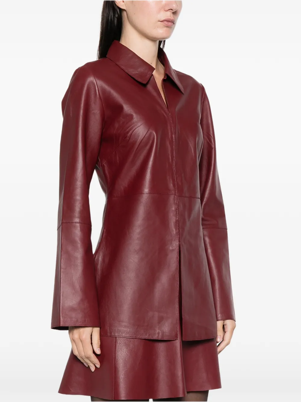 By Malene Birger Alleys Collared-panelled Shirt In Red
