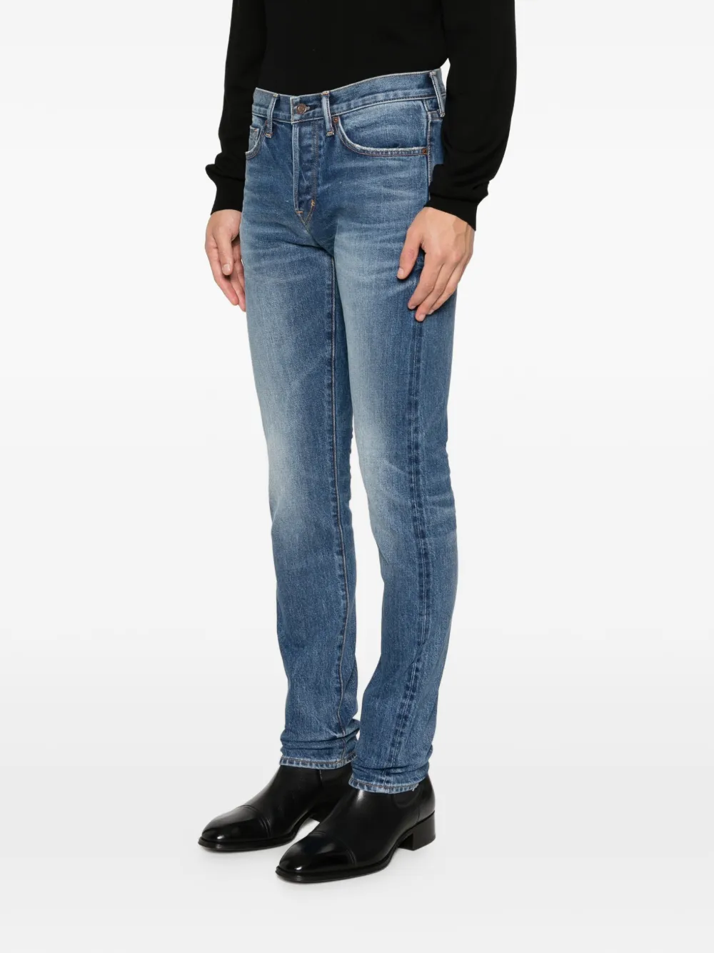 TOM FORD Jeans met riemlussen en zak Blauw