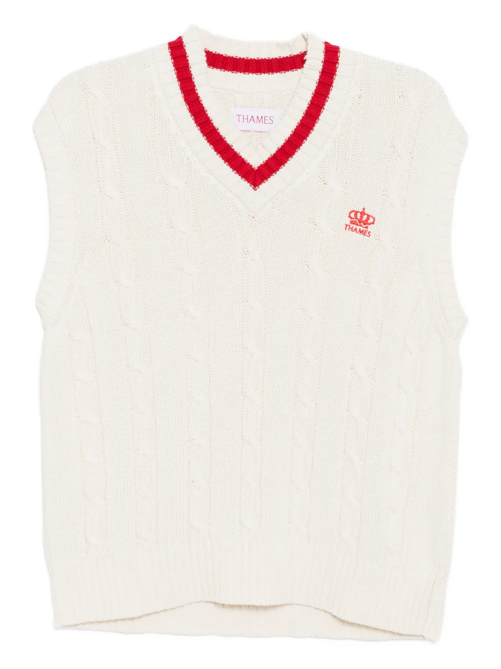 Thames Mmxx Logo Appliqué Knitted Vest In White