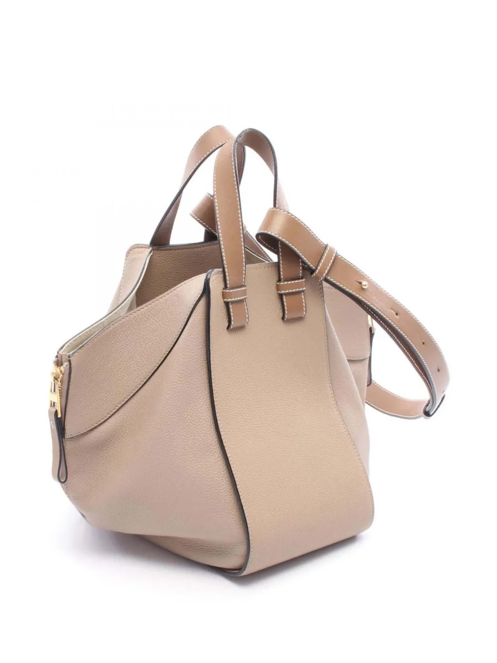 Pre-owned Loewe 2010-2025 Small Grained Calfskin Hammock Bag Satchel In Brown