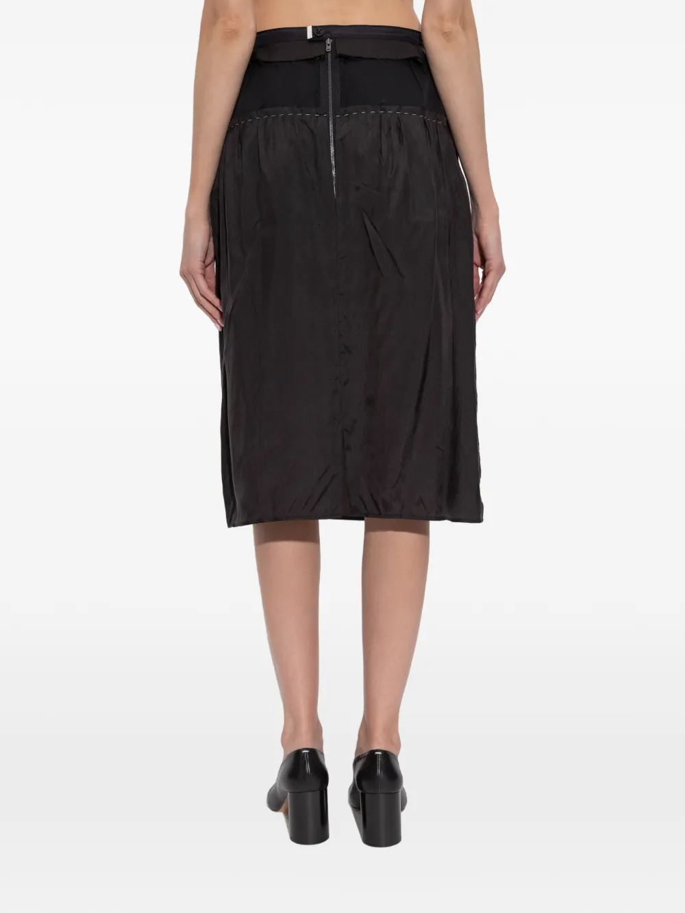Maison Margiela Ruffled Midi Skirt In Black