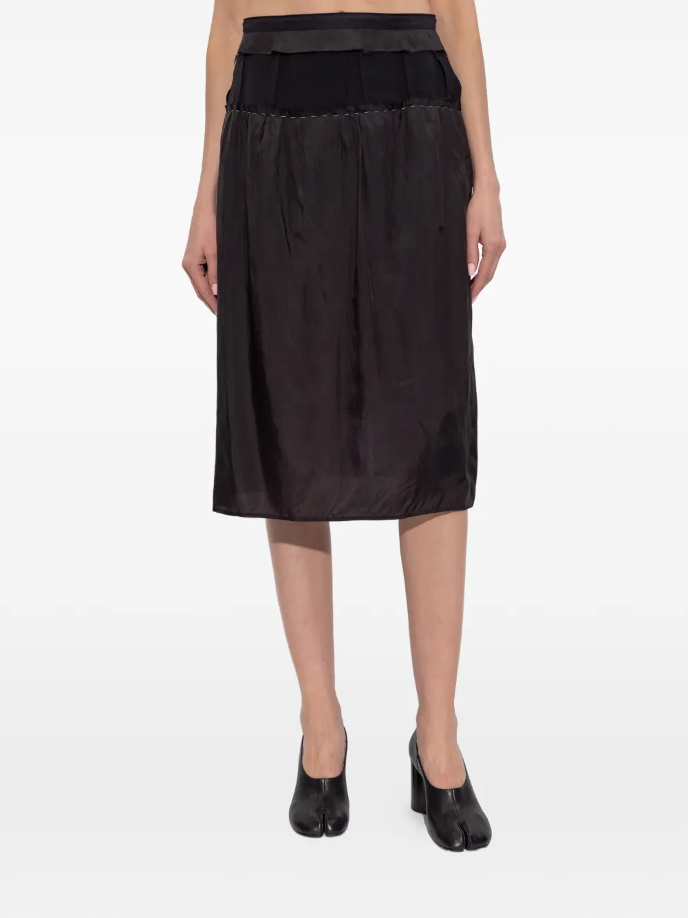 Maison Margiela Ruffled Midi Skirt In Black