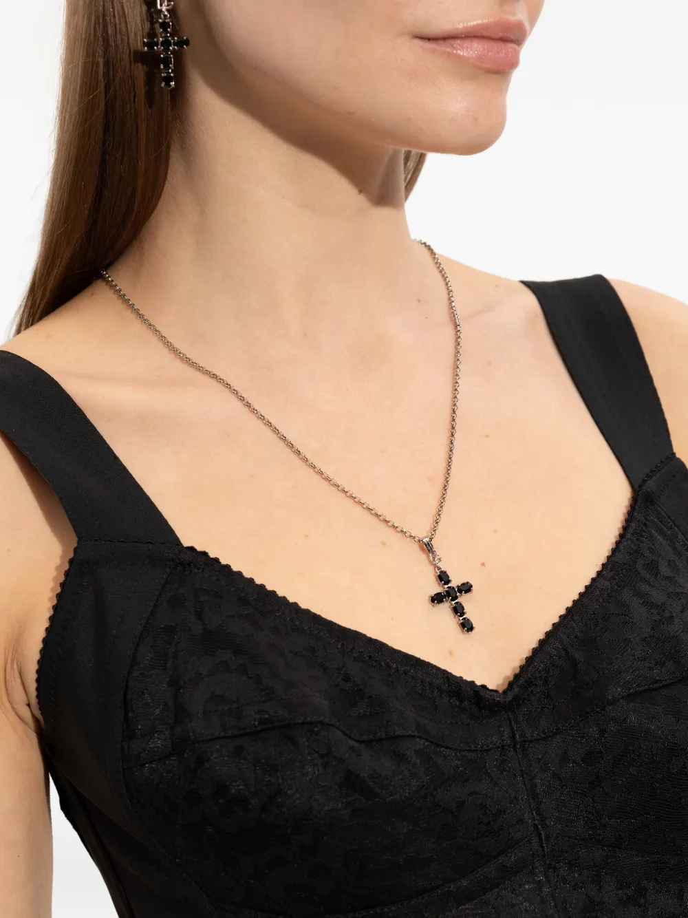 Dolce & Gabbana cross-pendant necklace - Zilver