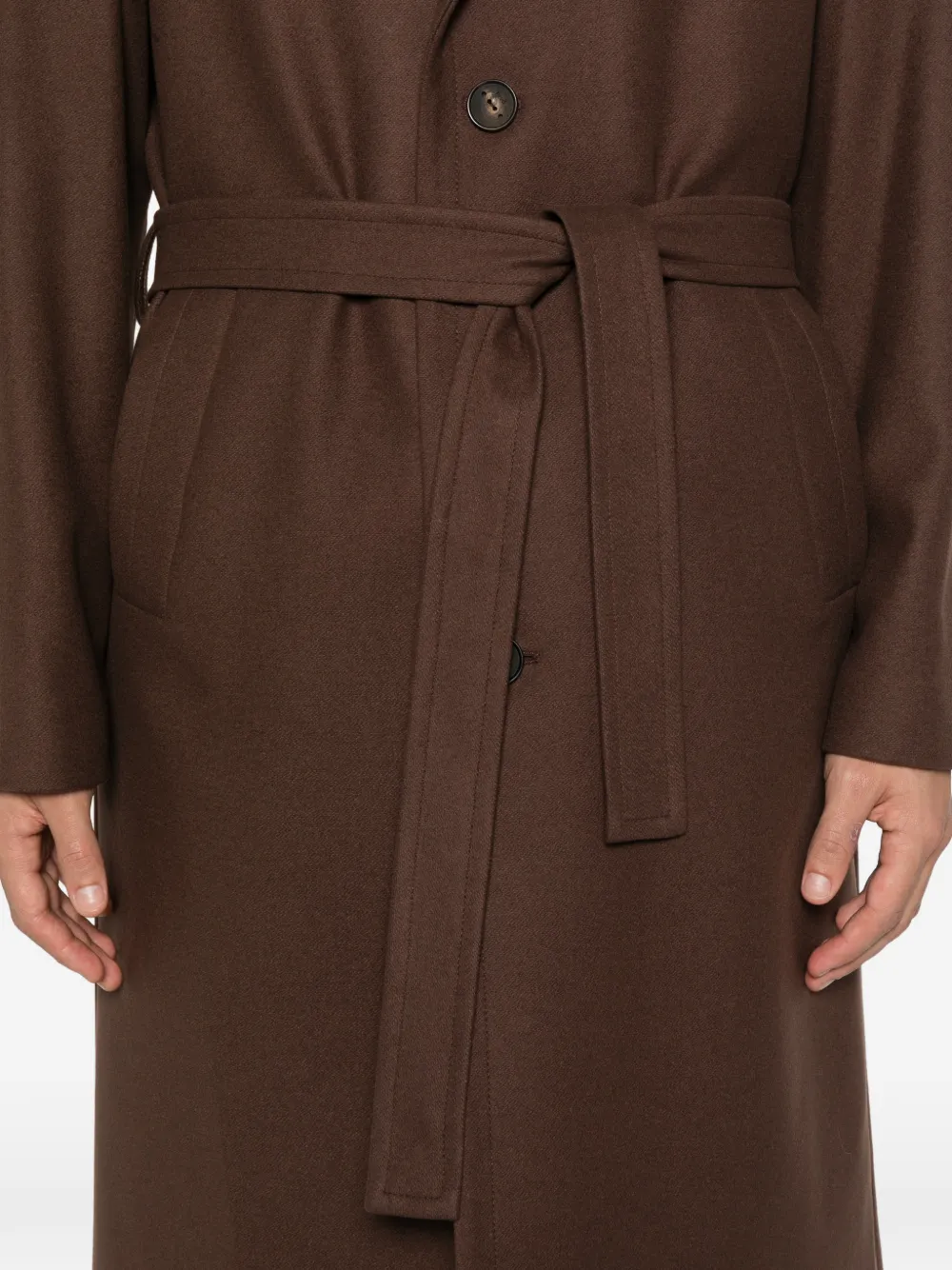 Hevo Ostuni Belted Coat In Brown