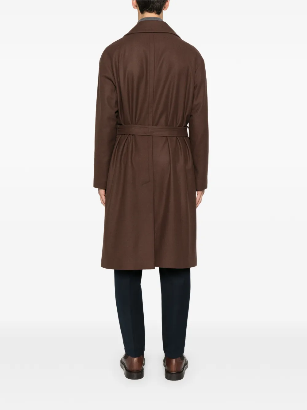 Hevo Ostuni Belted Coat In Brown