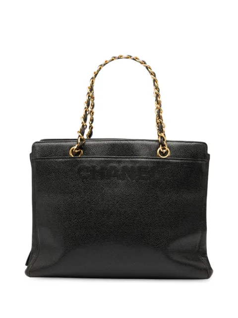CHANEL Pre-Owned 1997-1999 Tote Bag aus Kaviarleder mit Logo