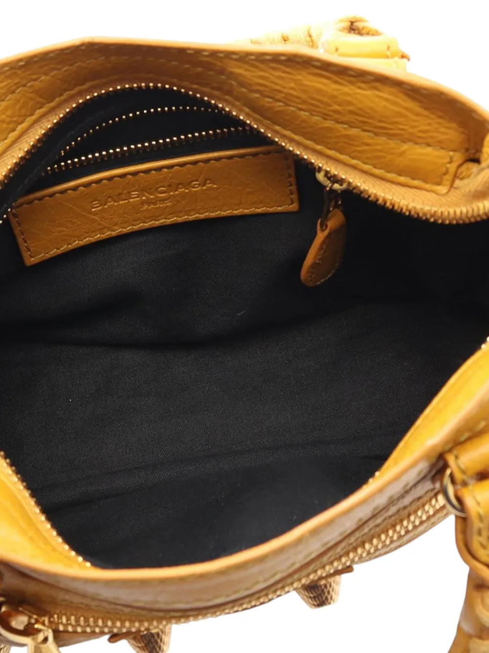 Pre-owned Balenciaga 2010-2025 Mini Lambskin Motocross City Giant 21 Satchel In Brown