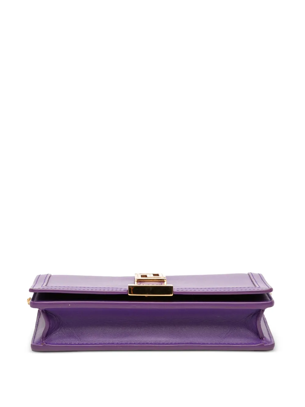 Pre-owned Versace 2023 Leather Greca Goddess Wallet On Chain Crossbody Bag In Purple