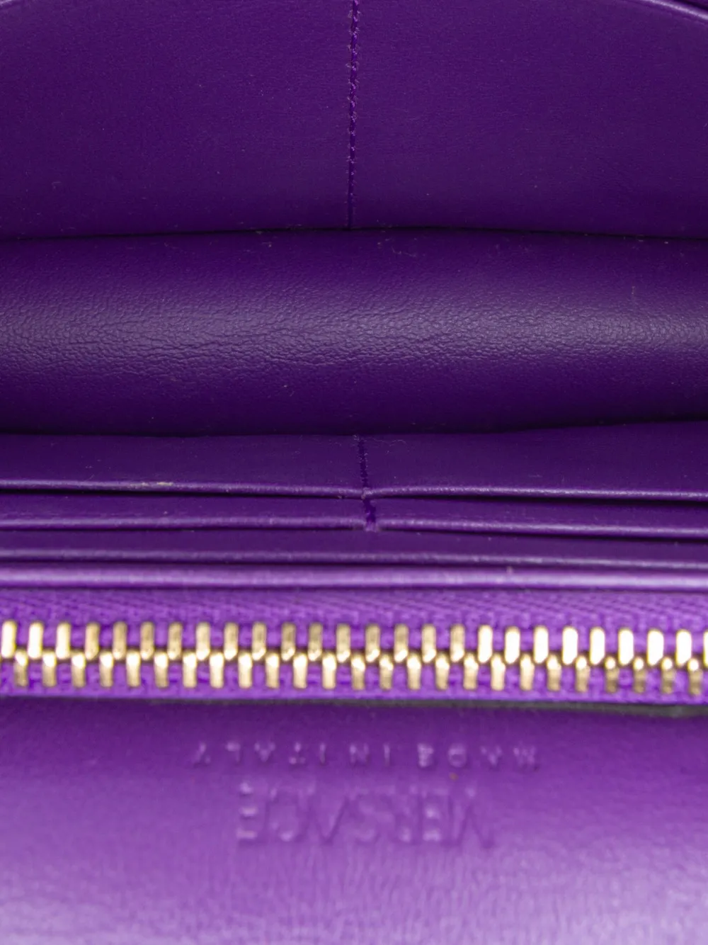 Pre-owned Versace 2023 Leather Greca Goddess Wallet On Chain Crossbody Bag In Purple