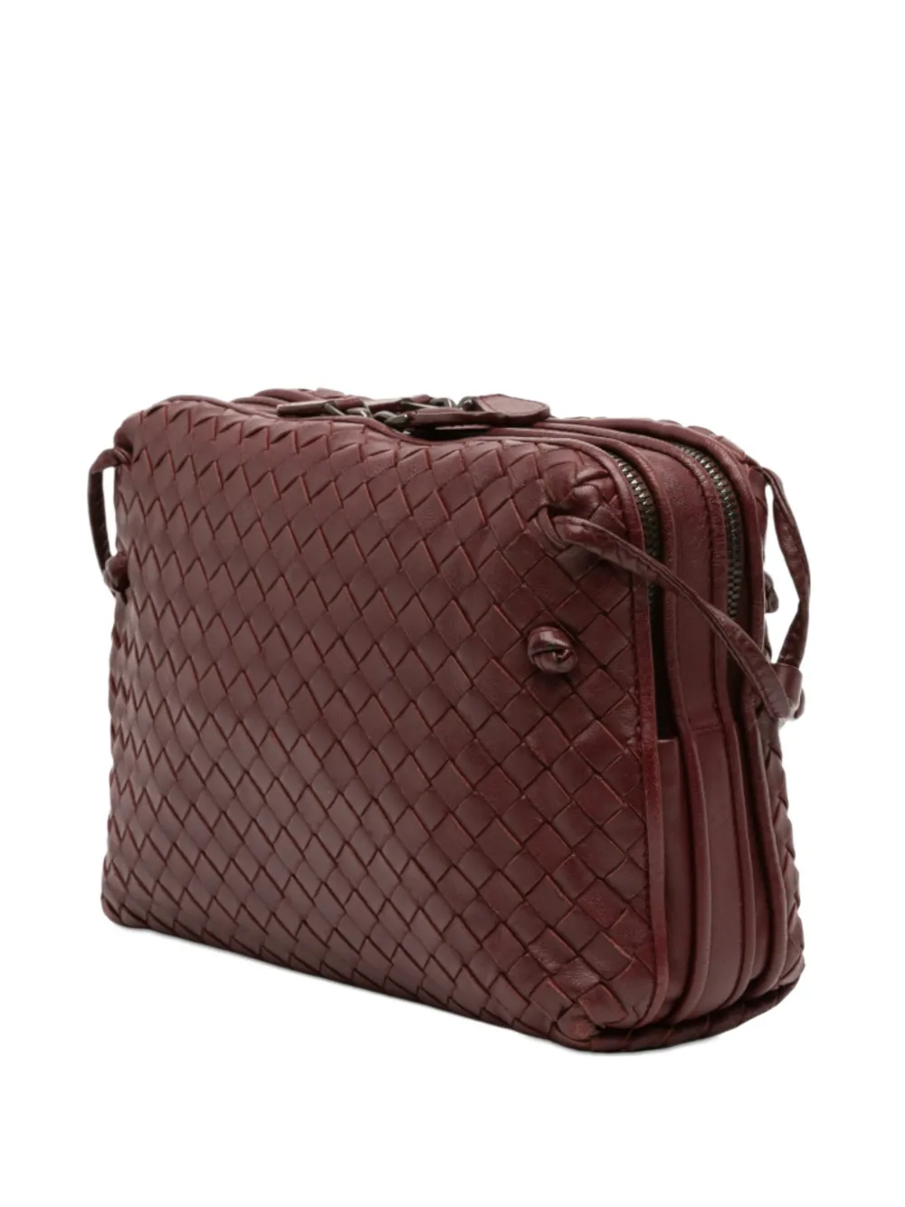 Bottega Veneta Pre-Owned Borsa a tracolla con design Intrecciato Nodini media in nappa con doppia zip 2012-2025 - Rosso