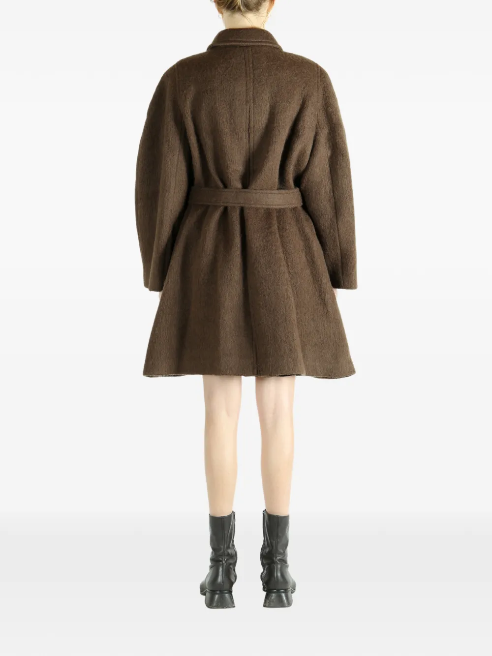 Amomento Belted Button Coat In Brown